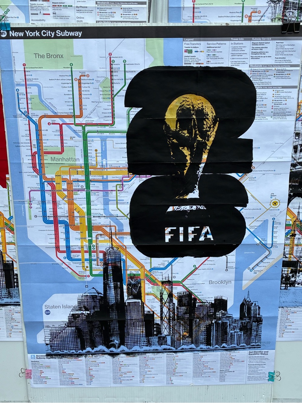 Hand Painted Original New York City Subway Map Artwork - FIFA World Cup 2026